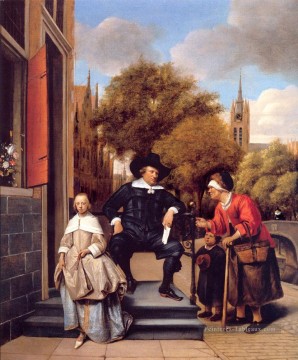  Delft Tableaux - Un Burgher de Delft et sa fille Dutch genre peintre Jan Steen